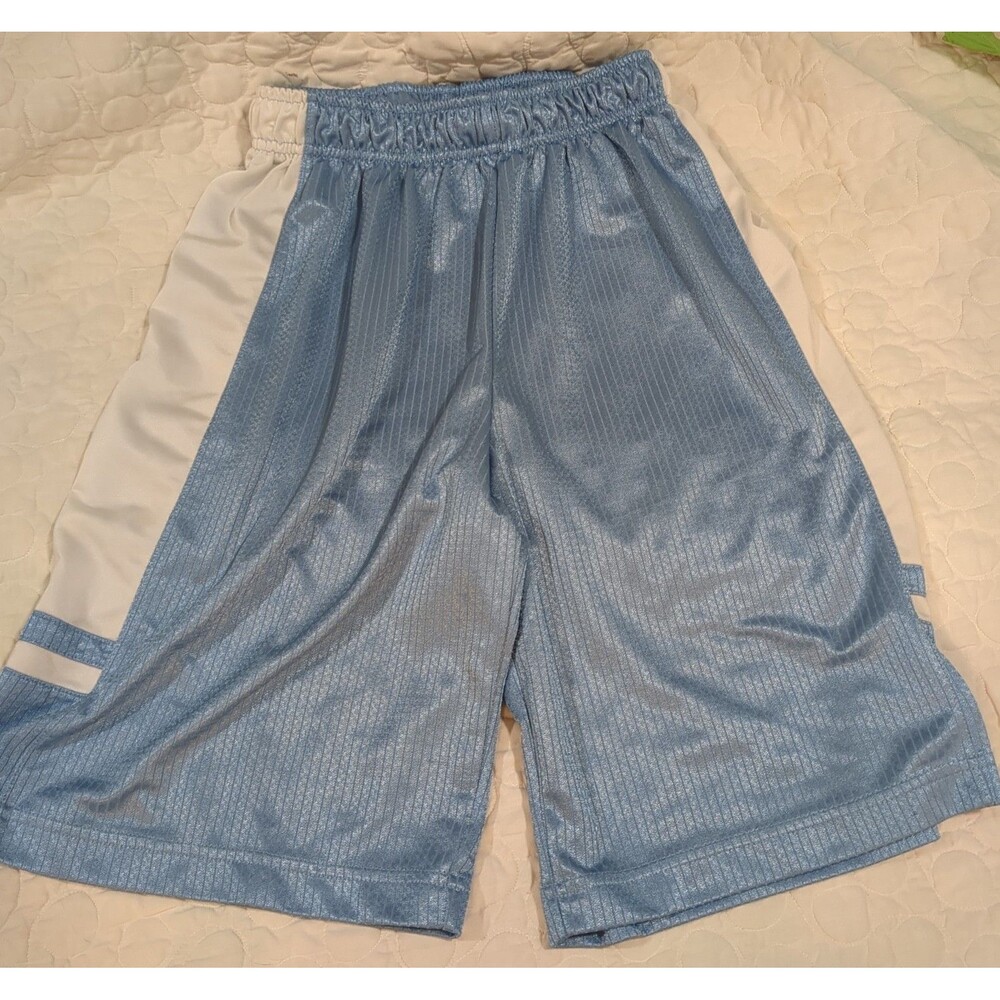 Nike youth medium athletic shorts basketball 9-in inseam blue white summer sport